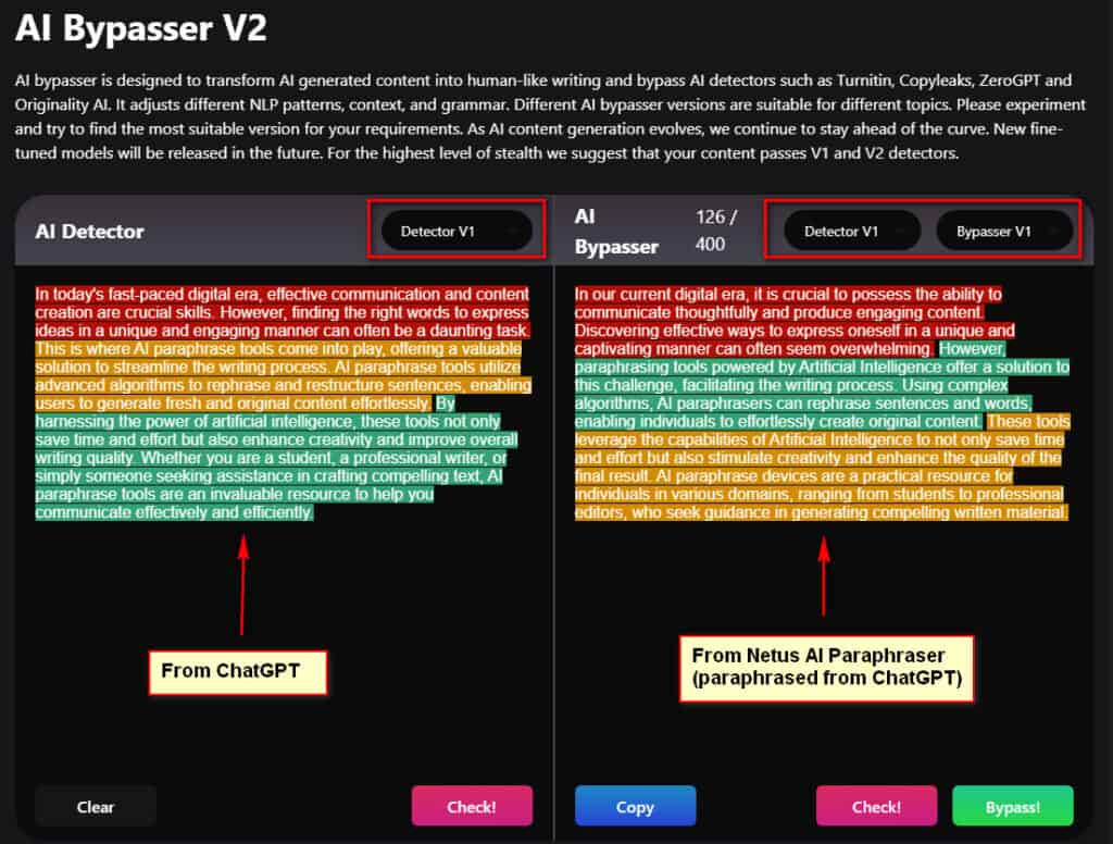 paraphrasing tool to avoid ai detection