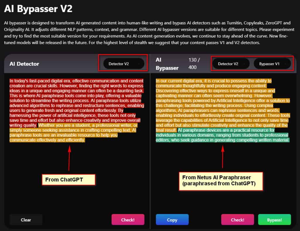 paraphrasing tool to avoid ai detection