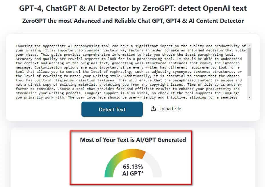 paraphrasing tool to avoid ai detection