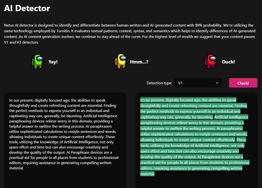 paraphrasing tool to avoid ai detection