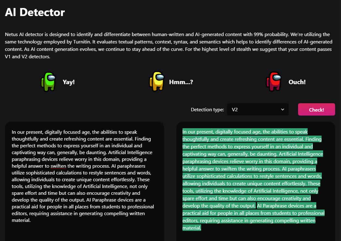 paraphrasing tool to avoid ai detection