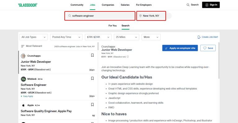 How to Find Open Jobs in Glassdoor | Gold Penguin