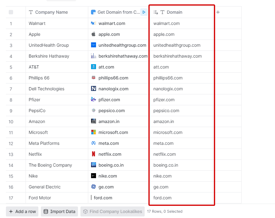 find company domains from a list