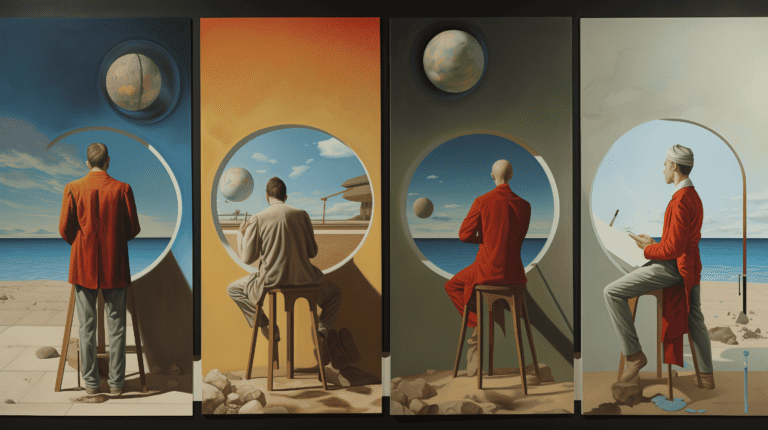painters in a four-way battle, generated with Midjourney
