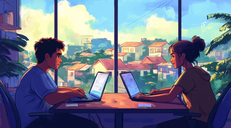 Filipino virtual workers, generated with Midjourney